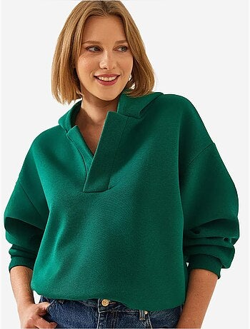Sweat-shirt à capuche et col en v lucci