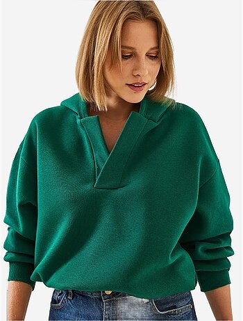 Sweat-shirt à capuche et col en v lucci