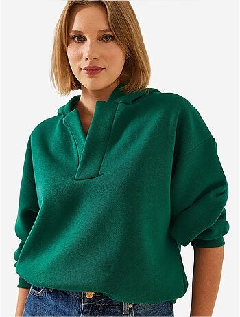 Sweat-shirt à capuche et col en v lucci