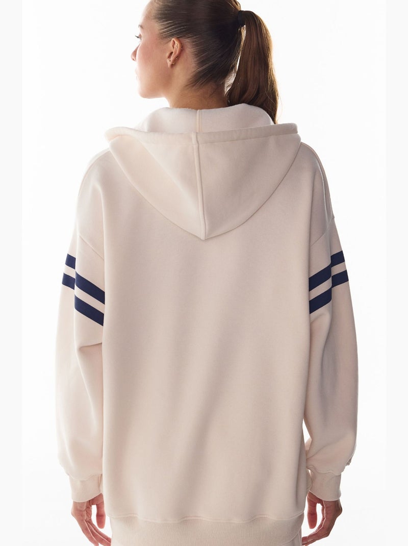 Sweat-shirt à capuche imprimé cambridge col v penti Crème - Kiabi