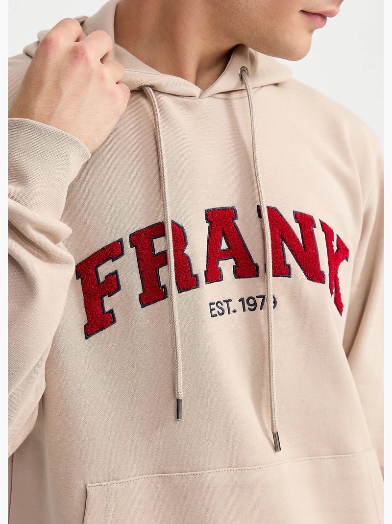 Sweat shirt à capuche, logo bouclette - AFIBEL Beige - Kiabi
