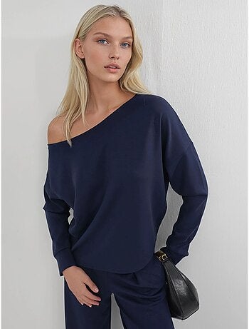 Sweat-shirt à col asymétrique et coupe décontractée busem