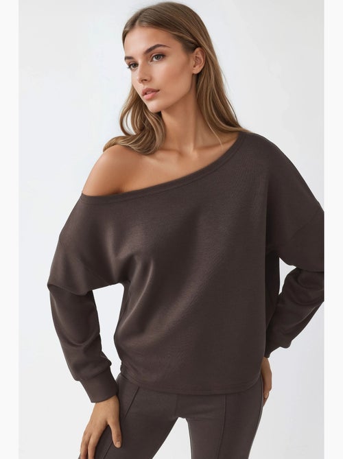 Sweat-shirt à col asymétrique et coupe décontractée busem - Kiabi Sweat-shirt à col asymétrique et coupe décontractée busem - Kiabi