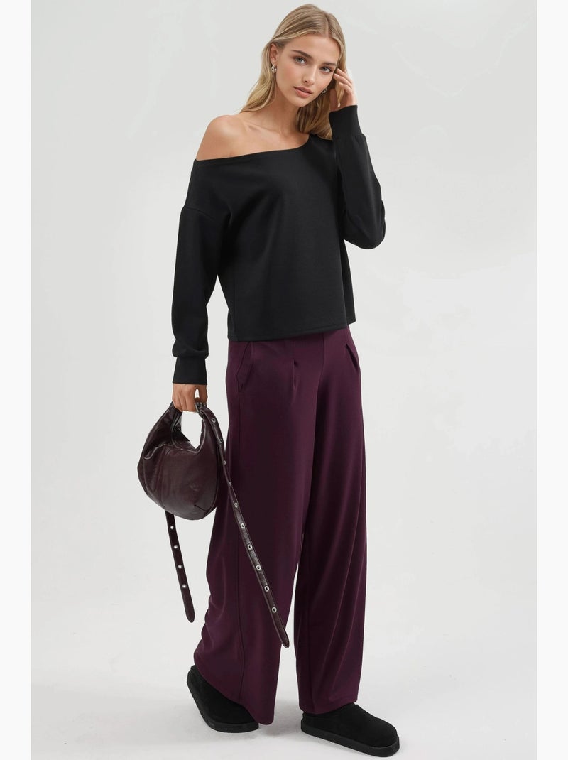 Sweat-shirt à col asymétrique et coupe décontractée busem Noir - Kiabi