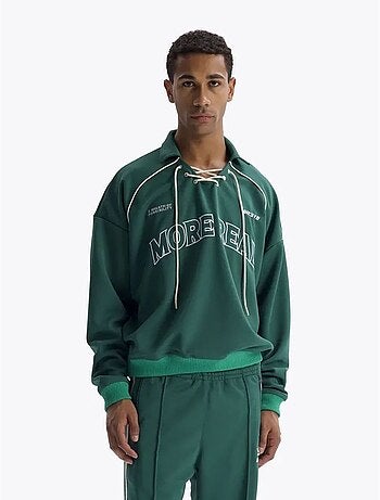 Sweat-shirt à col ouvert, imprimé et détail cravate giesto
