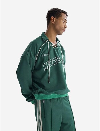 Sweat-shirt à col ouvert, imprimé et détail cravate giesto