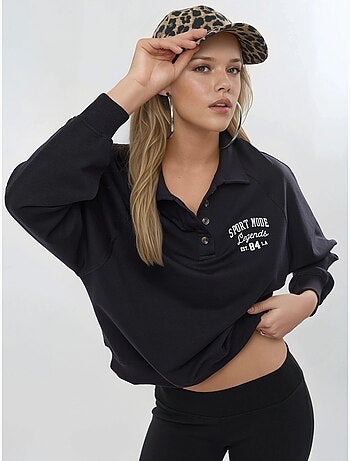 Sweat-shirt à col polo, manches longues et coupe décontractée busem