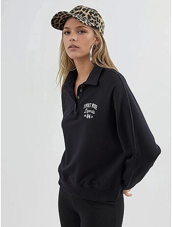 Sweat-shirt à col polo, manches longues et coupe décontractée busem