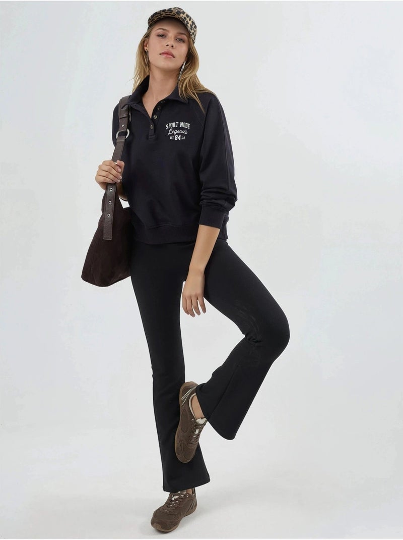 Sweat-shirt à col polo, manches longues et coupe décontractée busem Bleu marine - Kiabi