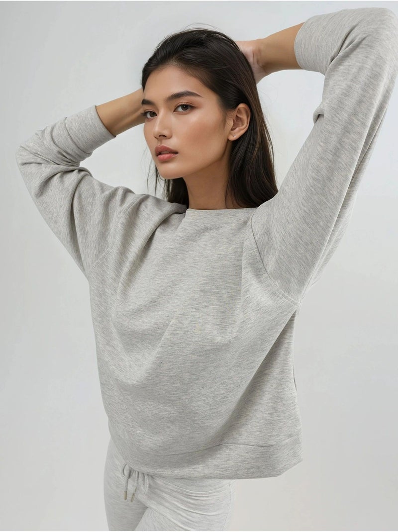 Sweat-shirt à col rond coupe décontractée busem Gris clair - Kiabi