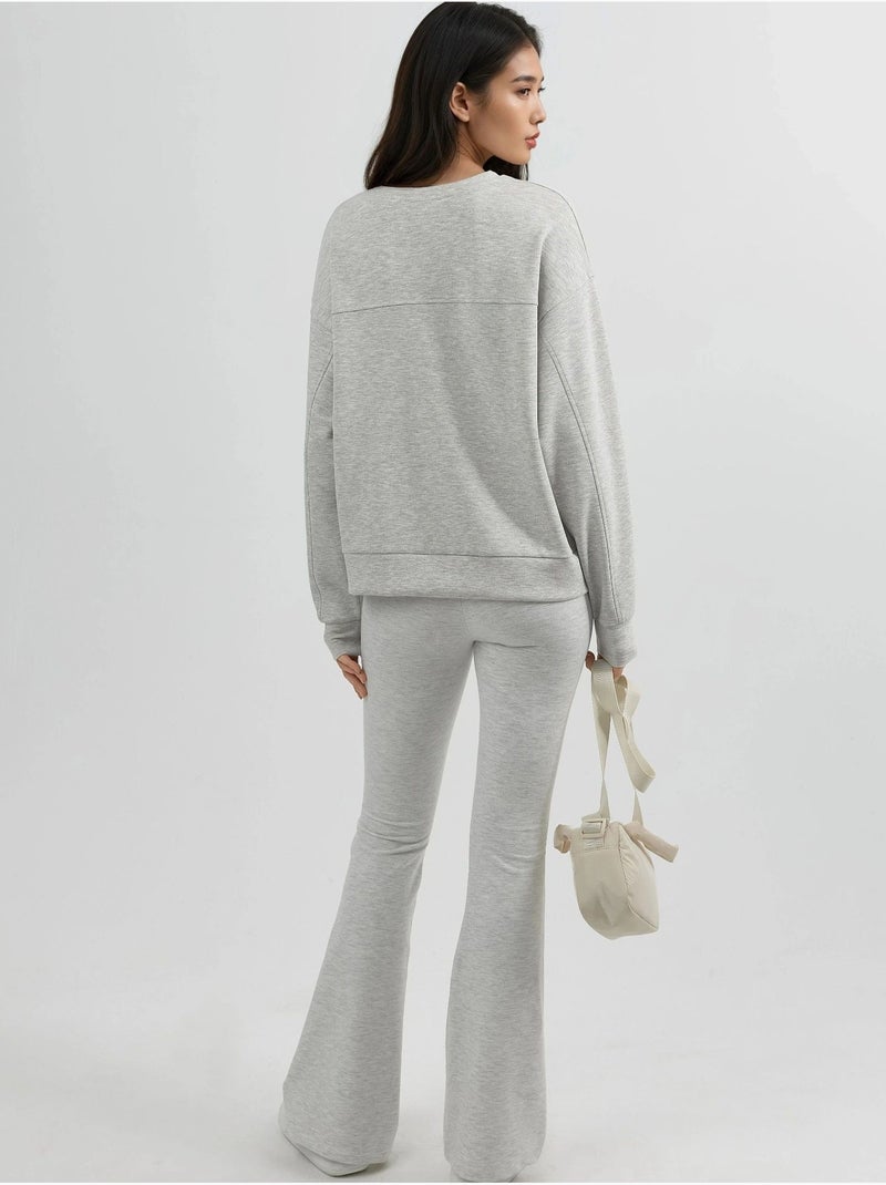 Sweat-shirt à col rond coupe décontractée busem Gris clair - Kiabi