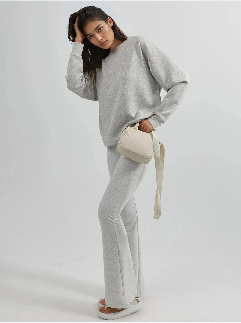 Sweat-shirt à col rond coupe décontractée busem Gris clair - Kiabi