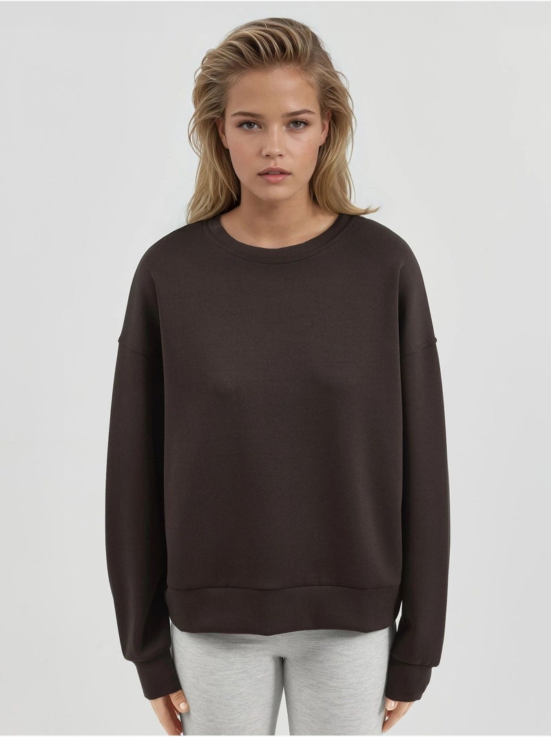 Sweat-shirt à col rond coupe décontractée busem Marron foncé - Kiabi
