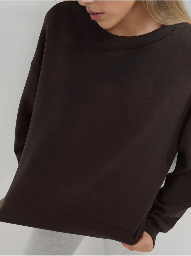 Sweat-shirt à col rond coupe décontractée busem Marron foncé - Kiabi