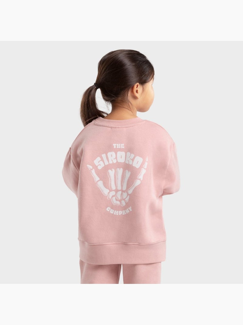 Sweat-shirt à col rond fille lifestyle enfants cheer-g Rose - Kiabi