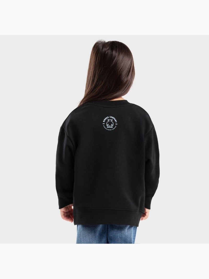 Sweat-shirt à col rond fille lifestyle enfants furry-g Noir - Kiabi