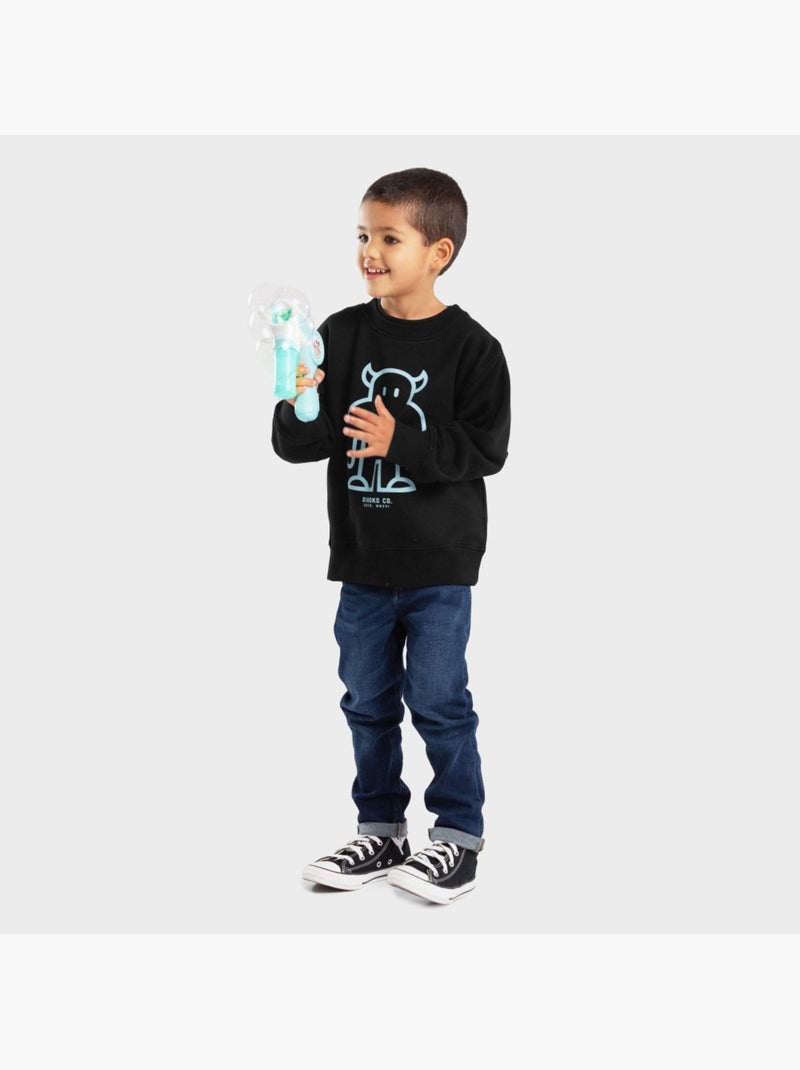 Sweat-shirt à col rond garçon lifestyle enfants furry Noir - Kiabi