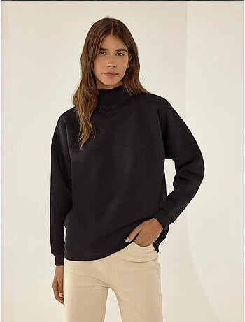 Sweat-shirt à col roulé mi-long coupe décontractée