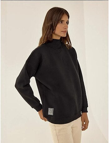 Sweat-shirt à col roulé mi-long coupe décontractée