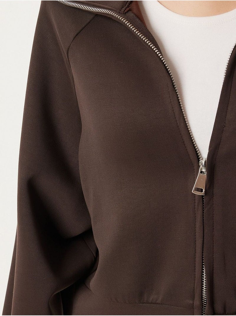 Sweat-shirt à col roulé zippé istanbul Marron chocolat - Kiabi