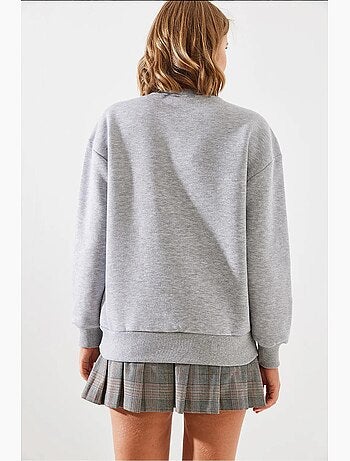 Sweat-shirt à imprimé cœur et col rond lucci