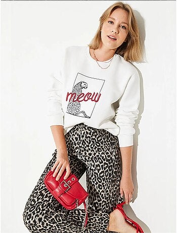 Sweat-shirt à imprimé léopard bianco lucci