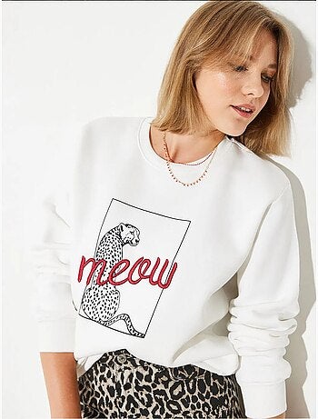 Sweat-shirt à imprimé léopard bianco lucci
