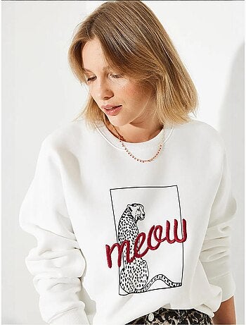 Sweat-shirt à imprimé léopard bianco lucci