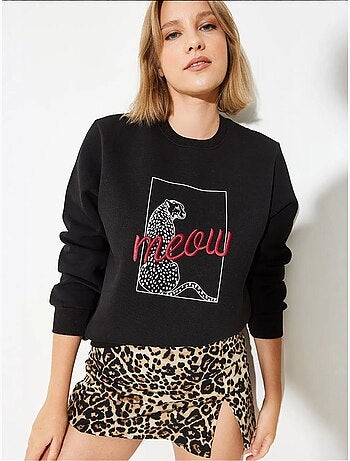 Sweat-shirt à imprimé léopard bianco lucci