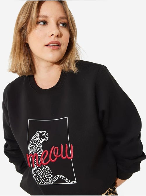 Sweat-shirt à imprimé léopard bianco lucci - Kiabi Sweat-shirt à imprimé léopard bianco lucci - Kiabi