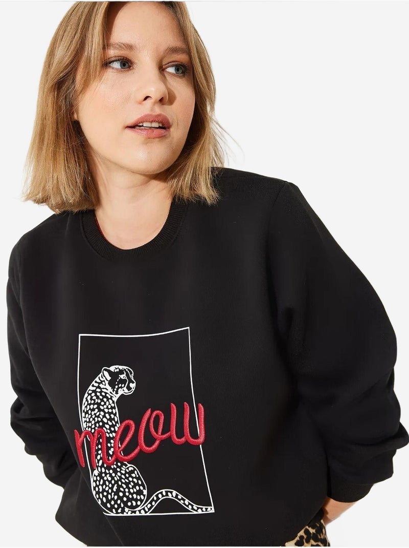 Sweat-shirt à imprimé léopard bianco lucci Noir - Kiabi