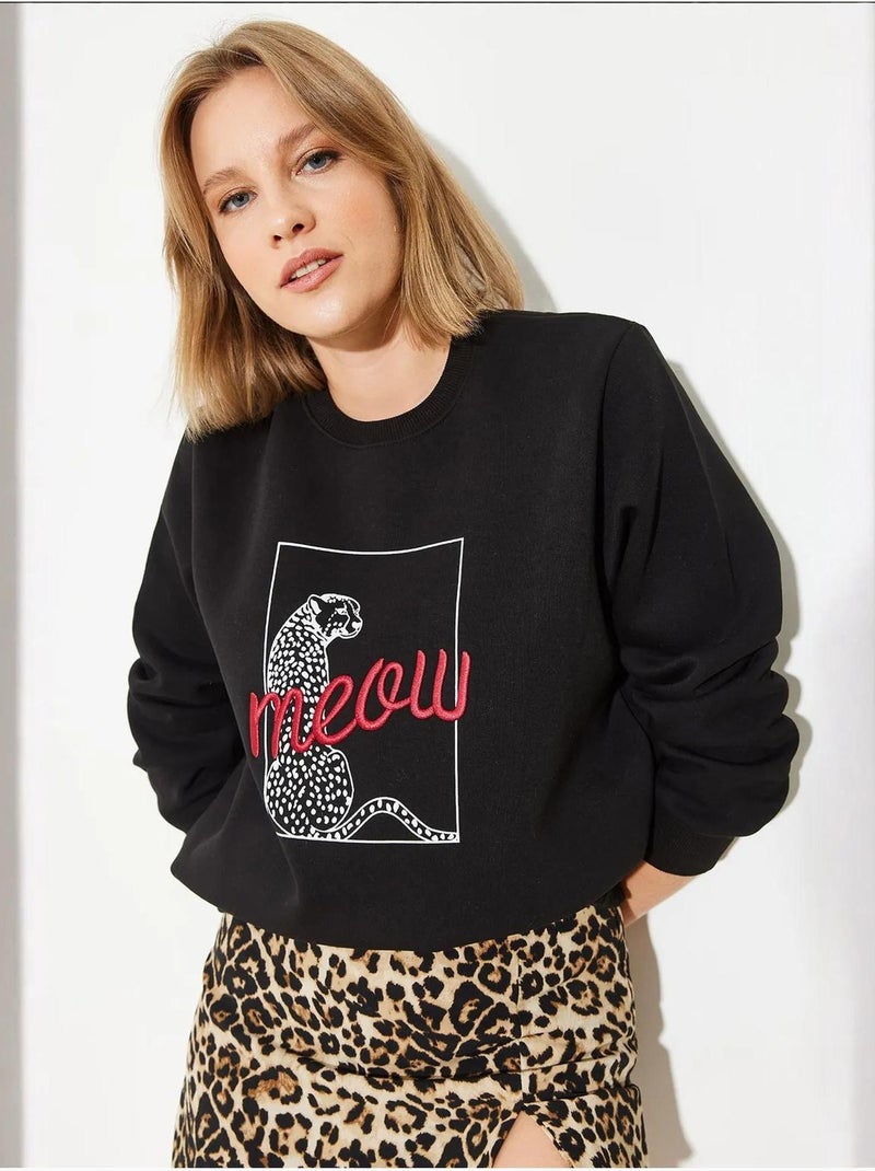 Sweat-shirt à imprimé léopard bianco lucci Noir - Kiabi