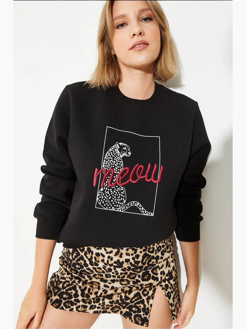 Sweat-shirt à imprimé léopard lucci Noir - Kiabi