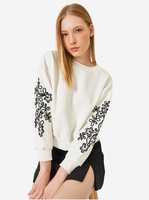 Sweat-shirt à manches brodées lucci - Kiabi Sweat-shirt à manches brodées lucci - Kiabi