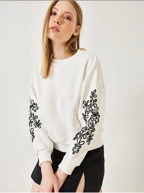 Sweat-shirt à manches brodées lucci - Kiabi Sweat-shirt à manches brodées lucci - Kiabi