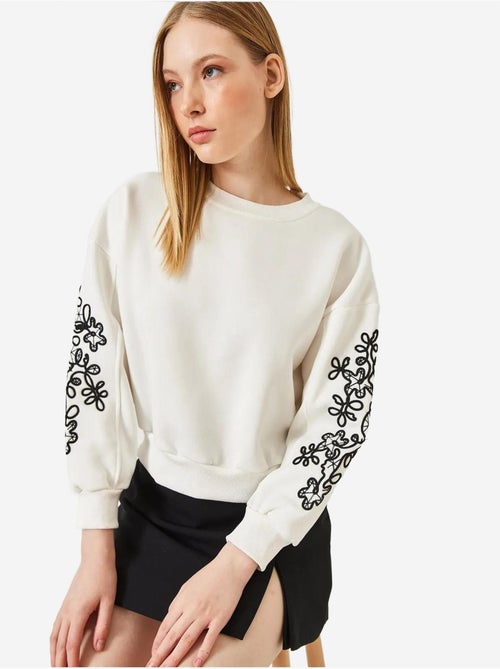Sweat-shirt à manches brodées lucci - Kiabi Sweat-shirt à manches brodées lucci - Kiabi