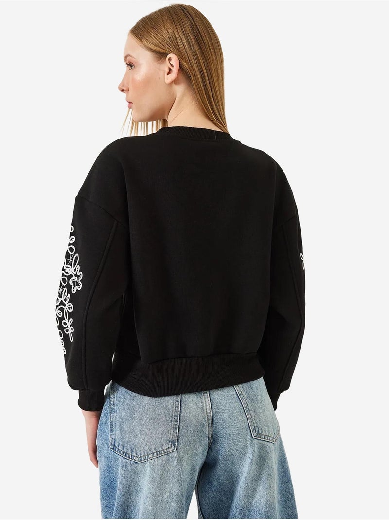 Sweat-shirt à manches brodées lucci Noir - Kiabi
