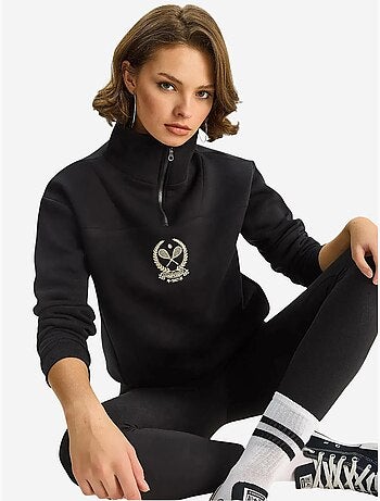 Sweat-shirt à manches longues avec broderie et col zippé lucci