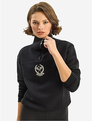 Sweat-shirt à manches longues avec broderie et col zippé lucci