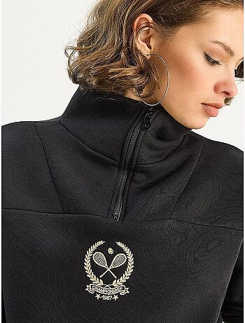 Sweat-shirt à manches longues avec broderie et col zippé lucci