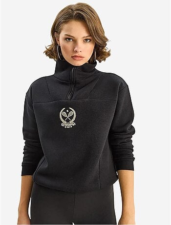 Sweat-shirt à manches longues avec broderie et col zippé lucci