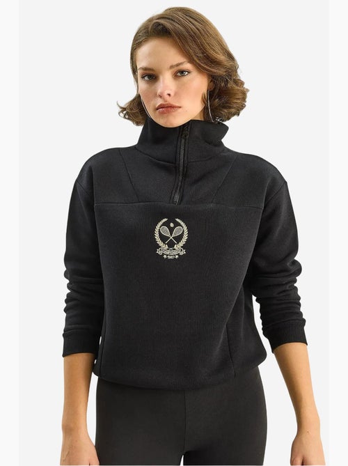 Sweat-shirt à manches longues avec broderie et col zippé lucci - Kiabi Sweat-shirt à manches longues avec broderie et col zippé lucci - Kiabi