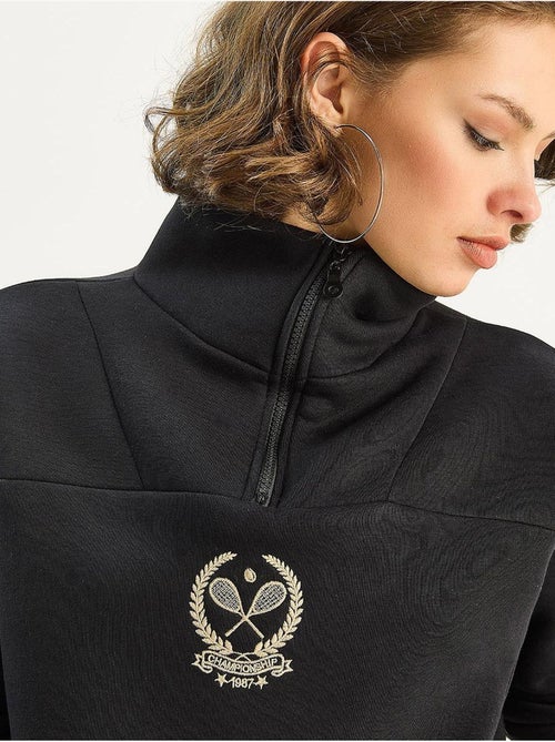 Sweat-shirt à manches longues avec broderie et col zippé lucci - Kiabi Sweat-shirt à manches longues avec broderie et col zippé lucci - Kiabi