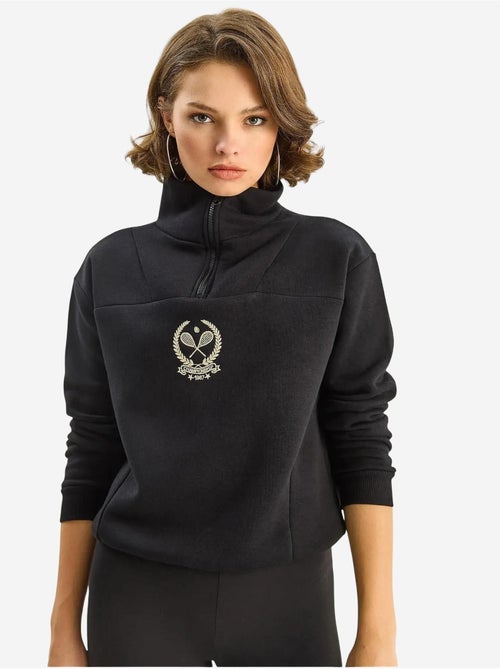 Sweat-shirt à manches longues avec broderie et col zippé lucci - Kiabi Sweat-shirt à manches longues avec broderie et col zippé lucci - Kiabi