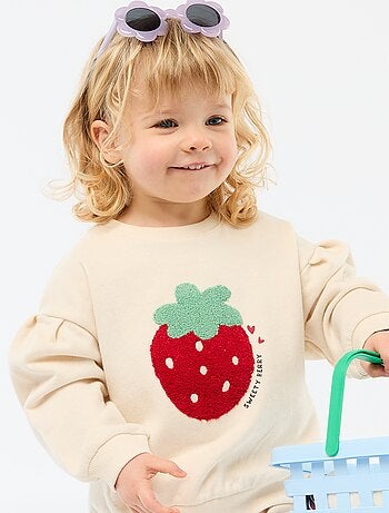 Sweat-shirt à manches longues avec patch en maille bouclette