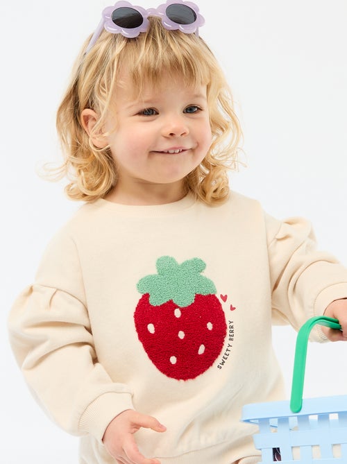 Sweat-shirt à manches longues avec patch en maille bouclette - Kiabi