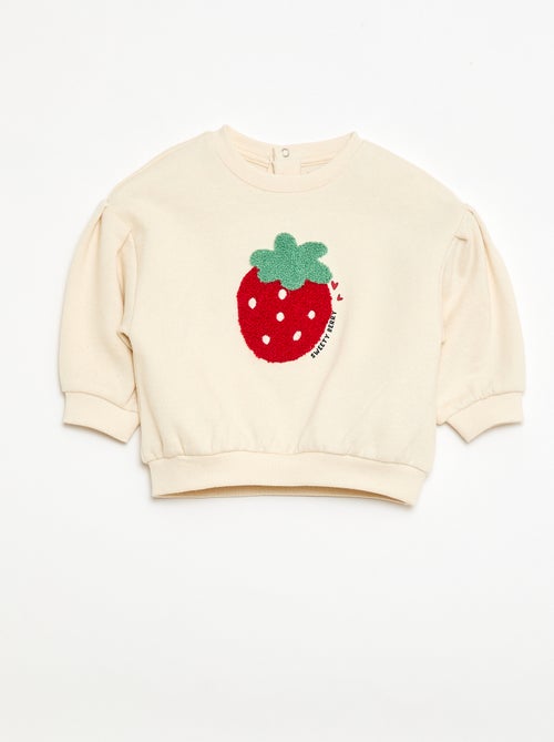 Sweat-shirt à manches longues avec patch en maille bouclette - Kiabi