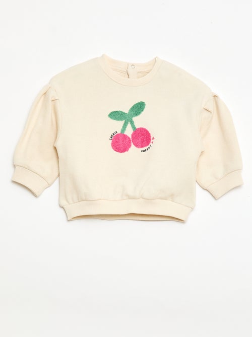 Sweat-shirt à manches longues avec patch en maille bouclette - Kiabi