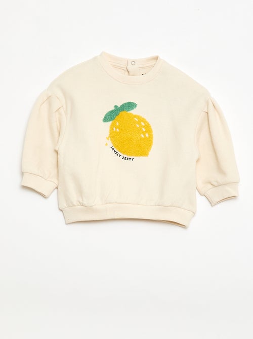 Sweat-shirt à manches longues avec patch en maille bouclette - Kiabi