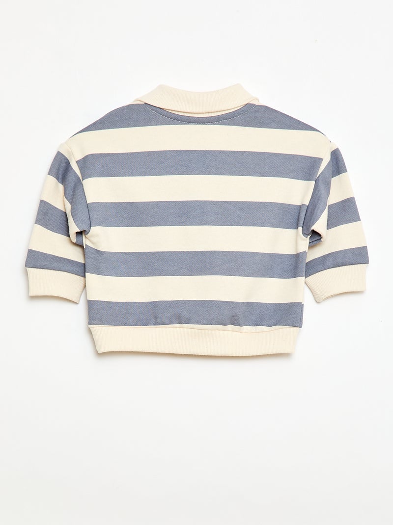 Sweat-shirt à manches longues col polo Bleu - Kiabi